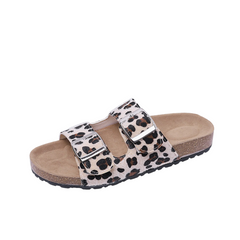 Casual Retro Leopard Print Belt Buckle Slippers
