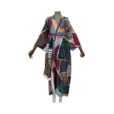 Vibrant Maxi Kimono Cardigan with Belt - WINI