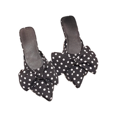 Polka Dot Bow Flat Pointed Toe Mule Slippers