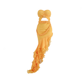 Strapless Slim Fit Braided Cut Out Ruffle Edge Dress