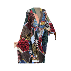 Vibrant Maxi Kimono Cardigan with Belt - WINI