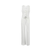 High-End White V-Neck Vest + Trousers Set
