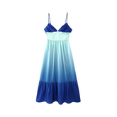 Pre Order: Blue Gradient Hollow Suspender Maxi Dress