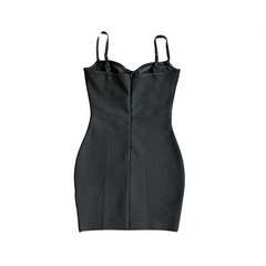 Pre Order: Black Backless Waist Cinching Slimming Bandage Dress