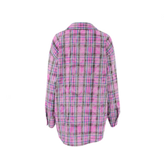 Cotton Plaid Long Sleeved Loose Fit Shirt
