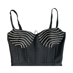 Pre Order: Black Backless Waist Cinching Slimming Bandage Dress