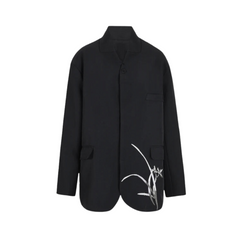 Orchid Embroidery Black Craft Suit Jacket