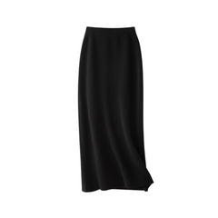 Solid High Waist Wool Knitted Midi Skirt