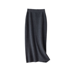Solid High Waist Wool Knitted Midi Skirt