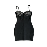 Pre Order: Black Backless Waist Cinching Slimming Bandage Dress