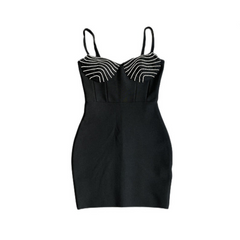 Pre Order: Black Backless Waist Cinching Slimming Bandage Dress