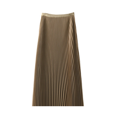 Solid Mid-length Pleated Skirt