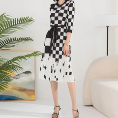 Elegant Checkered Midi Dress