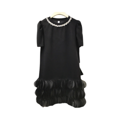 Solid Straight Flower Hem Dress