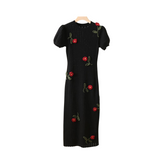 Pre Order: Black Floral Knitted Midi Dress