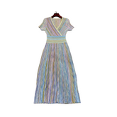 Gradient Striped Pleated Knit Dress