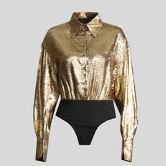 Hot Stamping High Waist Patchwork Top