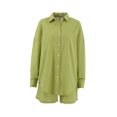 Green Casual Loose Shirt + Shorts Set