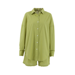 Green Casual Loose Shirt + Shorts Set