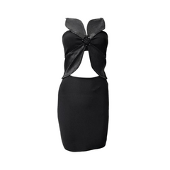 Solid 3D Flower Bandage Mini Dress