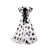 Ruffled Edge Waistband Fairy Polka Dot Dress