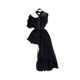 Irregular Waisted A-Line Pleated Dress