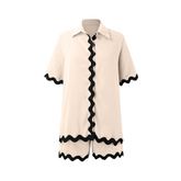 Short Sleeved Button Down Shirt + Loose Shorts Set