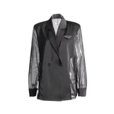 Solid Thin Spliced Mesh Suit Jacket