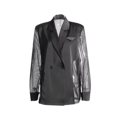 Solid Thin Spliced Mesh Suit Jacket
