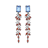 Zircon Inlaid Leaf Tassel Earrings
