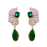 Oil Dripping Flower Emerald Water Drop Earrings