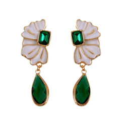 Oil Dripping Flower Emerald Water Drop Earrings