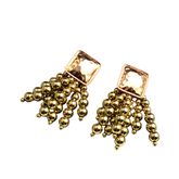 Metal Wood Beads Tassel Earrings