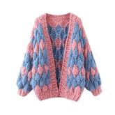 Oversized Knitted Lantern Sleeve Thick Cardigan