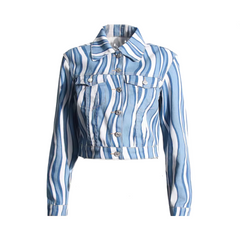 Wave Striped Denim Short Jacket