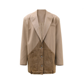 Denim Color Contrasting Patchwork Blazer