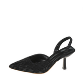 Crystal Pointed Toe Slingback Stiletto Sandals