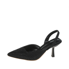 Crystal Pointed Toe Slingback Stiletto Sandals