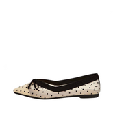 Pre Order: Bow Pointed Toe Polka Dot Flat Shoes