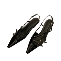 Pointed Toe Stiletto Patent Leather Sandals