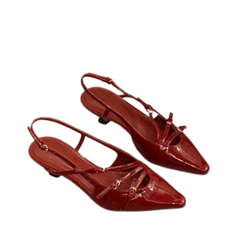 Pointed Toe Stiletto Patent Leather Sandals