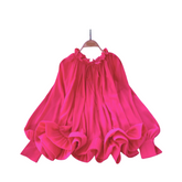 O-Neck Ruffled Long Sleeves Top