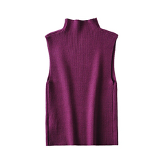 Turtle Neck Sleeveless Ribbed Chic Vest