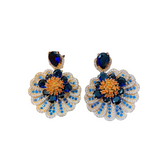 Pre Order: Blue Drop Flower Pendant Rhinestone Earrings