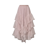Ruffles High Waist Mesh Layered Skirt