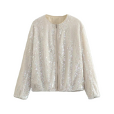 Sequin Shimmer Zip Up Pilot Jacket