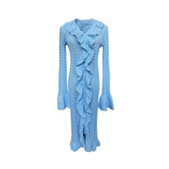 Fungus Edge Ruffle Hollow Knitted Dress