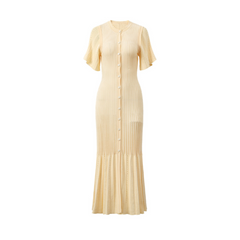 Elegant Knitted Maxi Pleated Dress