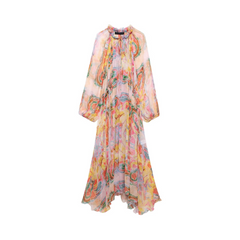 Rainbow Half High Collar Long Sleeve Loose Dress