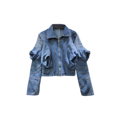 3D Puff Long Sleeve Denim Jacket